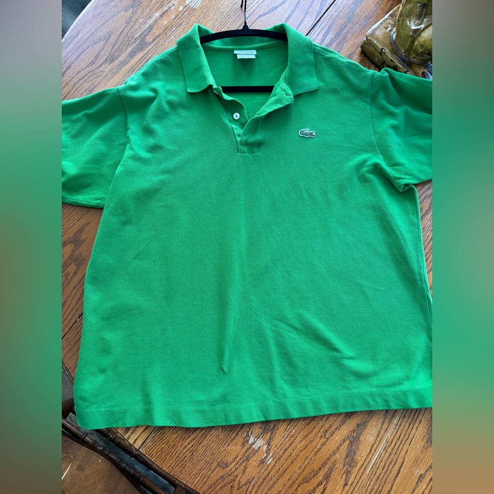 Lacoste Mens Polo Short Sleeve Shirt Green Size 6 Good Used 100% Cotton - Picture 4 of 9